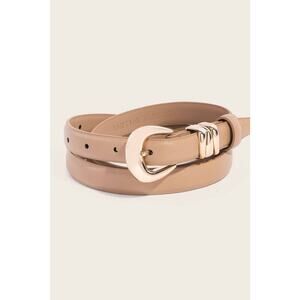 Thin Genuine Leather Belt Ivory Beige